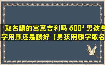 取名麟的寓意吉利吗 🌲 男孩名字用麒还是麟好（男孩用麟字取名寓意解析,为您精选美好寓意的男孩名字）